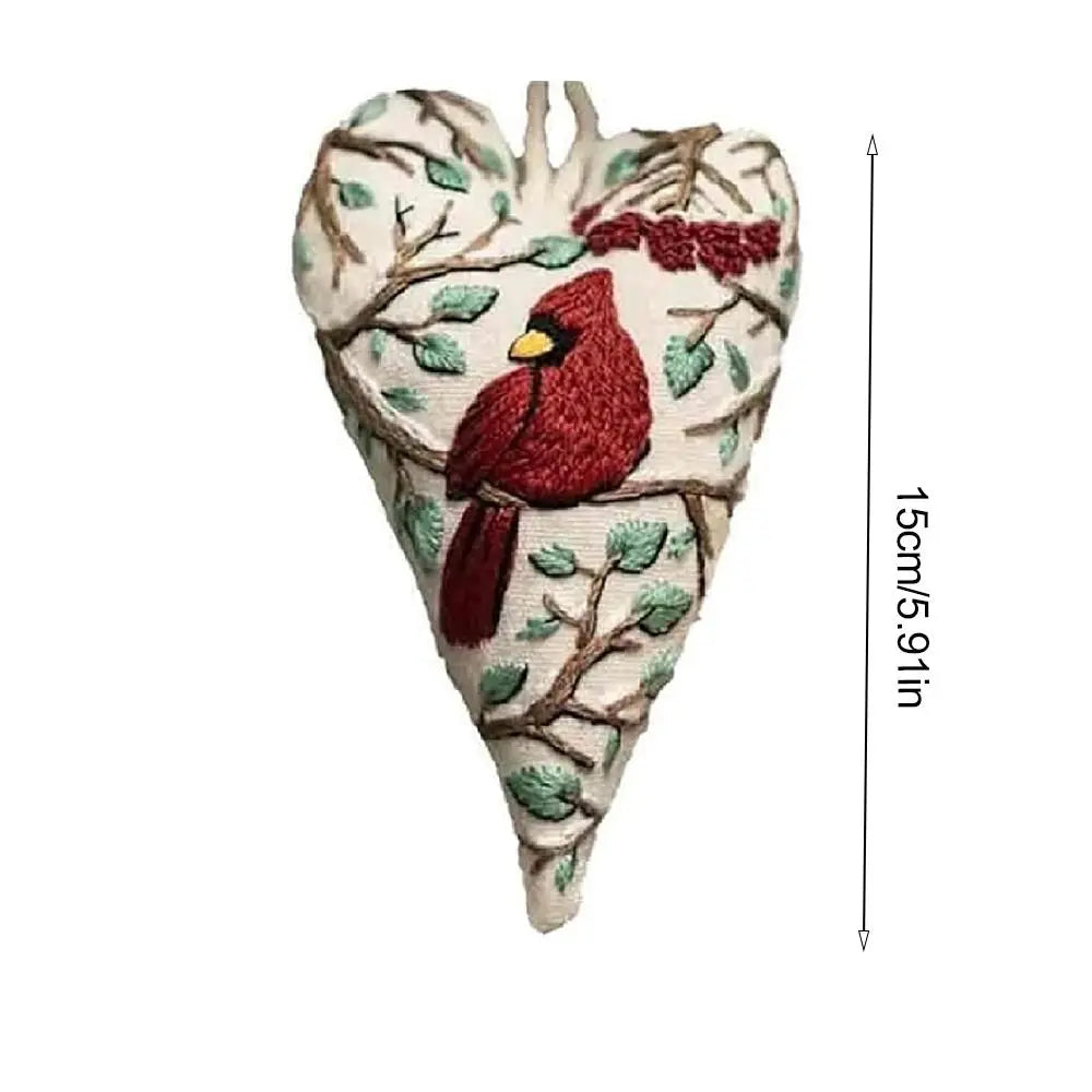 DIY Heart Cross Stitch Christmas Ornament Kit – Tree Decoration Embroidery Craft Kit Axl
