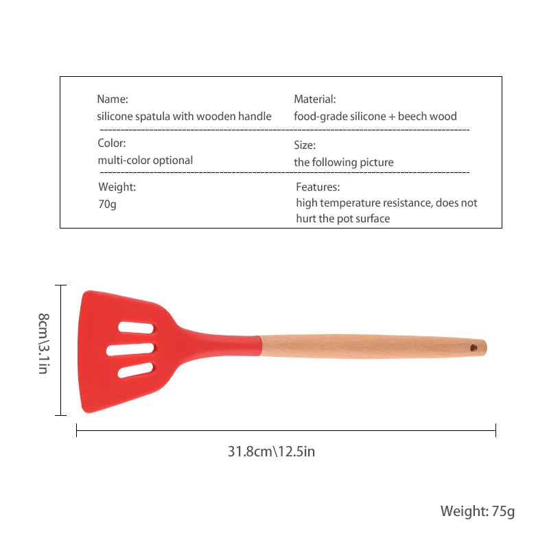 SHIBO Silicone Spatula Turner Set – Egg, Fish & Slotted Shovel Silicone Spatula Set Axl