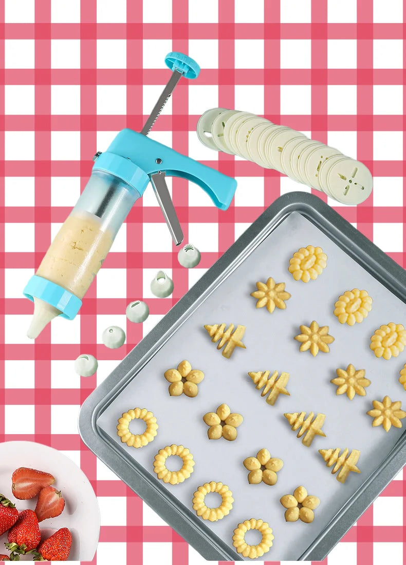 23-Piece Cookie Press Gun Kit – Biscuit & Cake Decorator Cookie Press Kit Axl