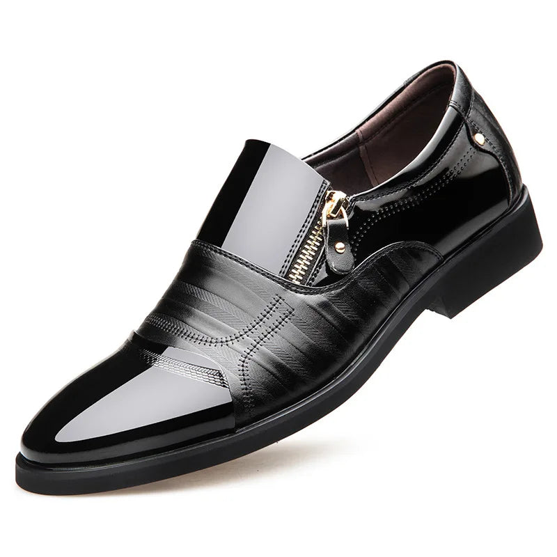 YBQJOO Men's Pointed Toe Zipper Loafers | Business Casual Shoes Men's Loafers Axl black 40