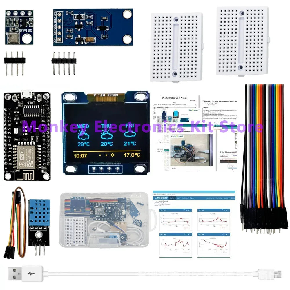 ESP8266 Weather Station Kit – OLED, DHT11, BMP180 & More Electronics Learning Kit Axl Default Title