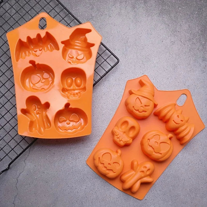 KEMORELA Halloween Silicone Mold – Skull, Pumpkin, Bat & Ghost Silicone Baking Mold Axl