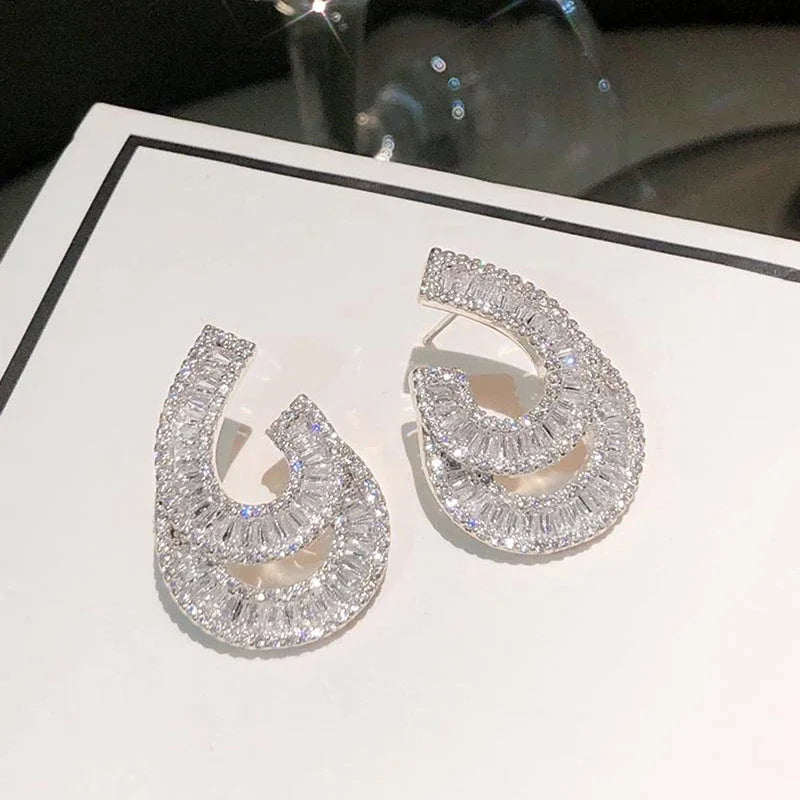 Huitan Irregular Water Drop CZ Earrings | Women's Fashion Jewelry Drop Earrings Axl