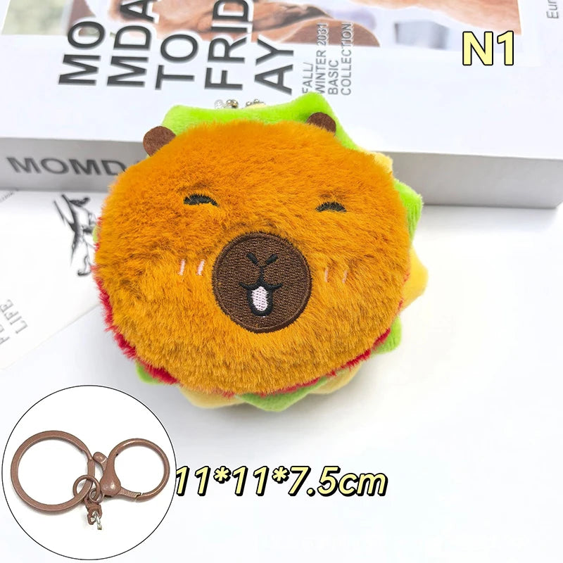 Plush Fries & Burger Keychain – Cute Food Figurine Pendant Plush Keychain Charm Axl N1