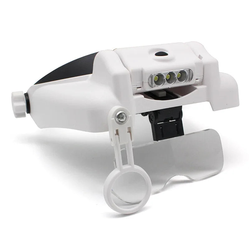 Headband Magnifier LED Rechargeable Loupe – Interchangeable Lens Headband Magnifier Loupe Axl 1x 1.5x 2x 2.5x 3.5x