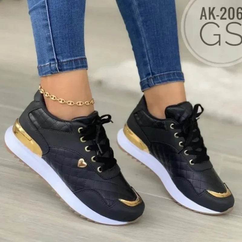 Women's Lightweight Mesh Sneakers – Lace-Up Flat Shoes Mesh Flat Sneakers Axl black 41