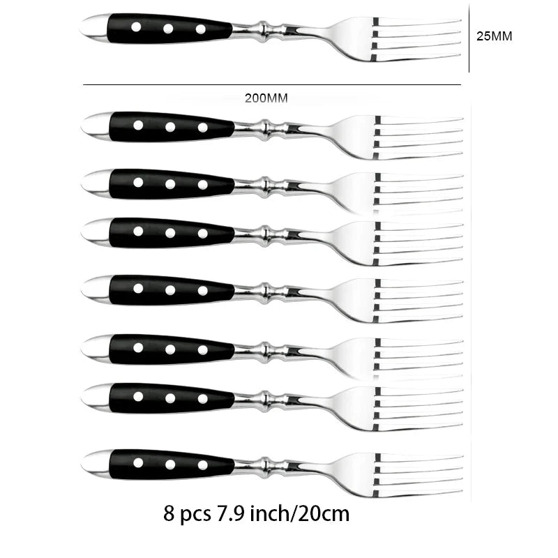 Classic Steak Knife Set – German Steel Serrated Blades Steak Knife Set Axl 8 Pc table fork China Mainland