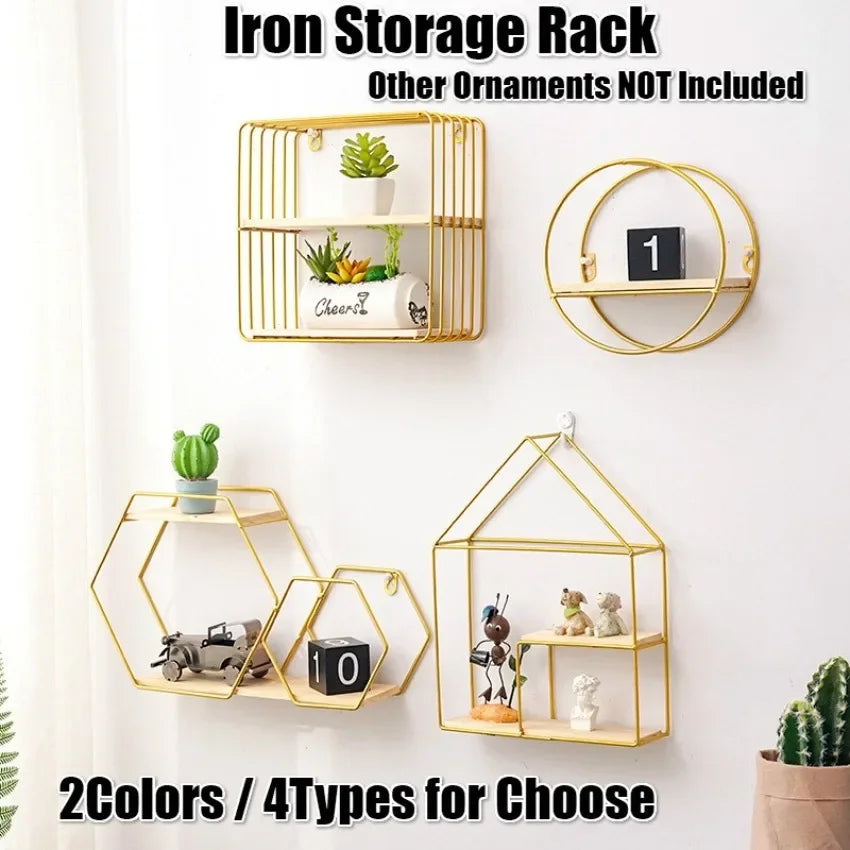 Nordic Metal Wall Shelf – DIY Iron Storage Rack | Home Decor Wall Storage Shelf Axl