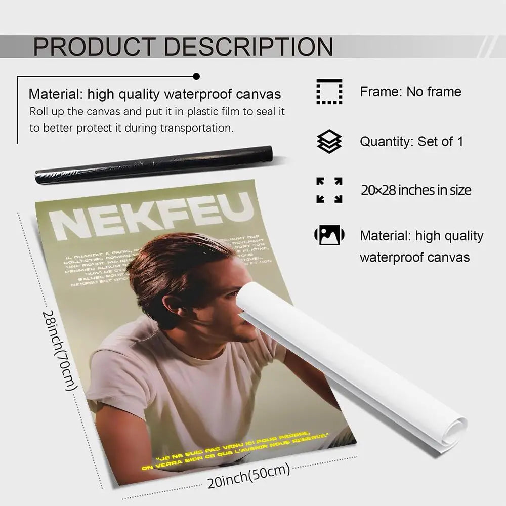 Nekfeu Rapper Canvas Wall Art Poster – Unframed Home Decor Canvas Wall Art Axl