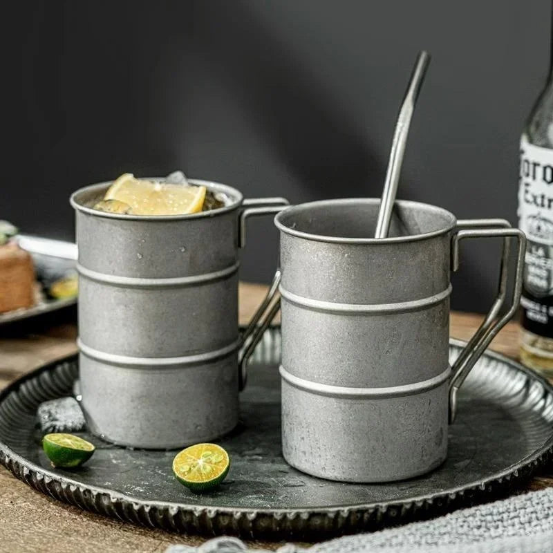 Retro Stainless Steel Camping Mug – Vintage 360ml & 500ml Cup Stainless Steel Mug Axl