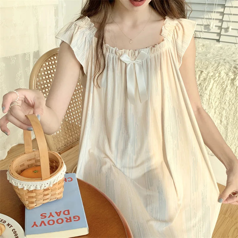 Women's Long Sleeve Cotton Blend Nightgown | Loose Nightdress Women's Nightgown Axl