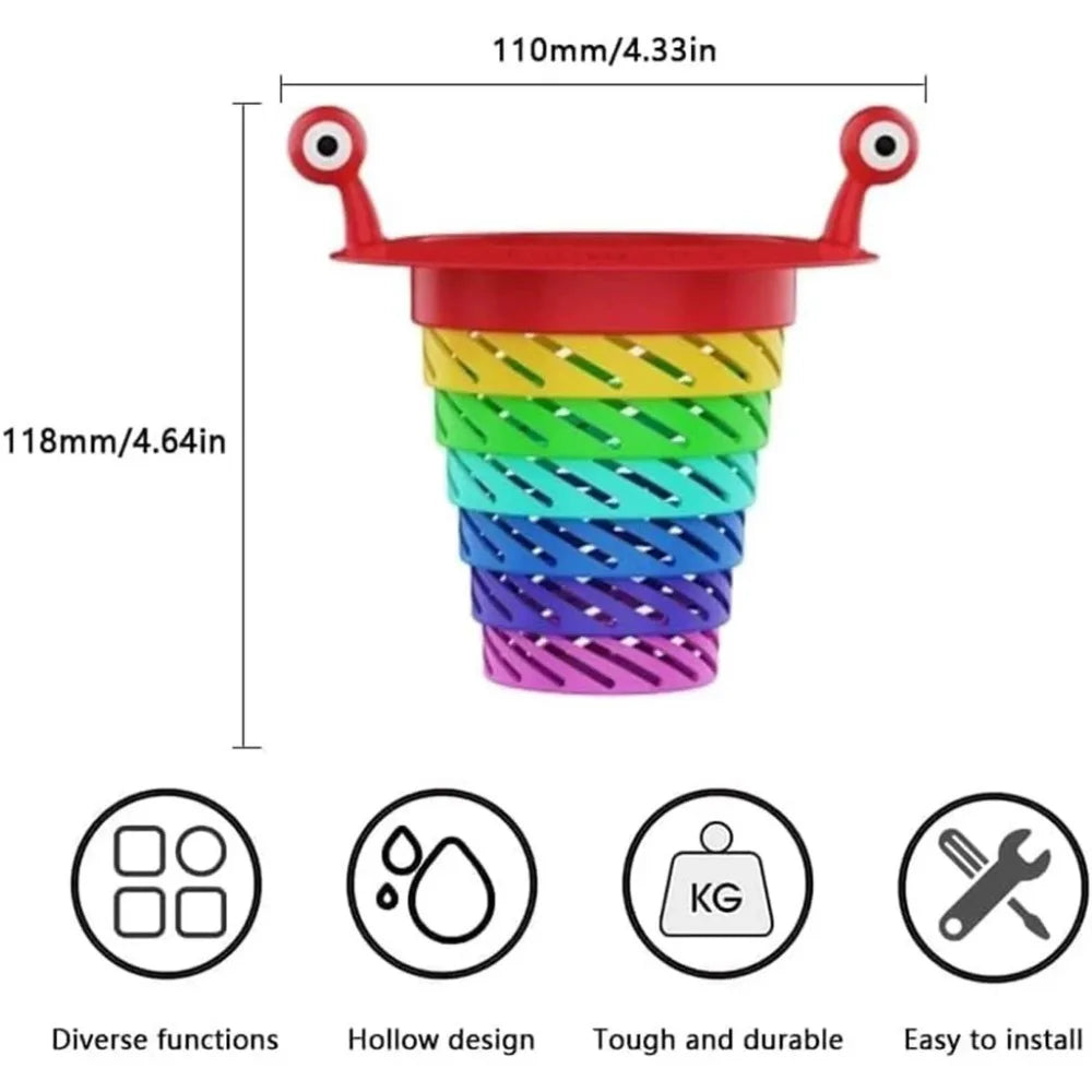 Little Monster Rainbow Sink Strainer – Anti-Clog Drain Filter Sink Drain Strainer Axl