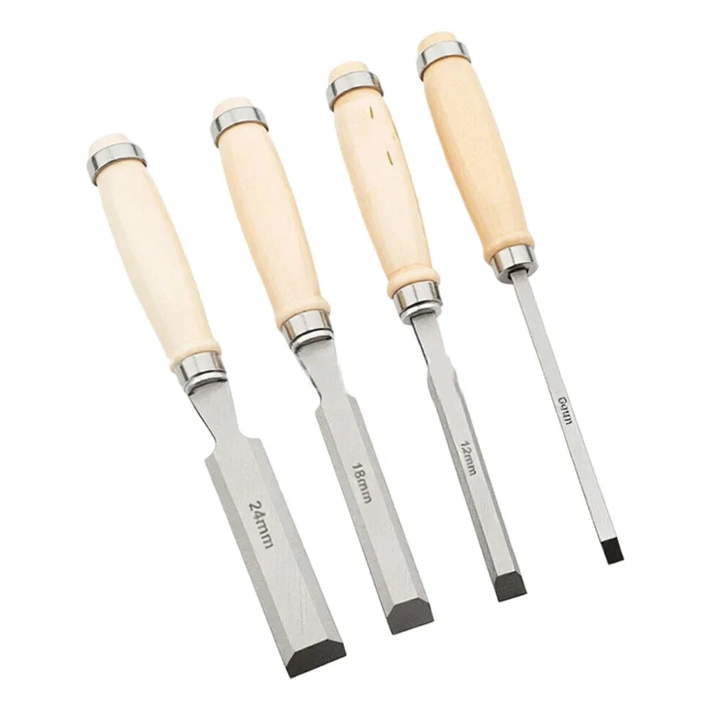 4-Piece Wood Carving Chisel Set – 45# Steel with Pouch Wood Carving Chisels Axl Iron China Mainland