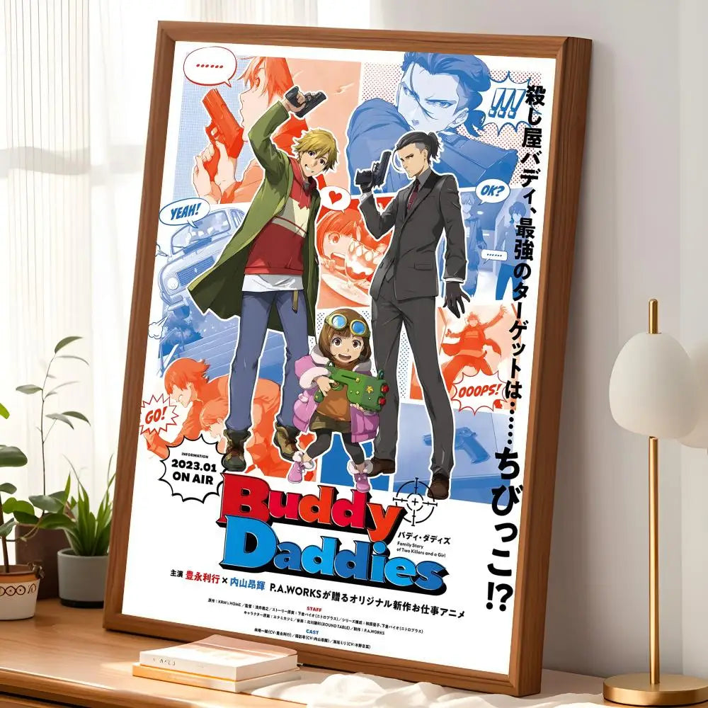 Buddy Daddies Anime Poster – Self-Stick HD Waterproof Wall Art Anime Wall Poster Axl