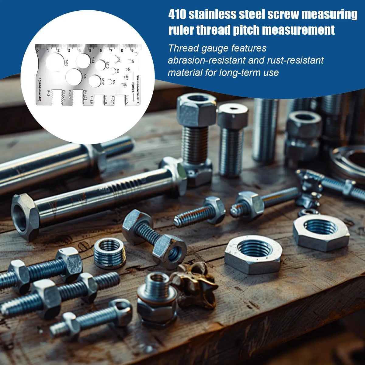 Stainless Steel Screw Thread Gauge – Easy-Read Measuring Ruler Thread Gauge Ruler Axl