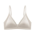 Satin Lace Wireless Push-Up Bra – V-Neck Traceless Brassiere Wireless Push-Up Bra Axl Light Grey 1XL