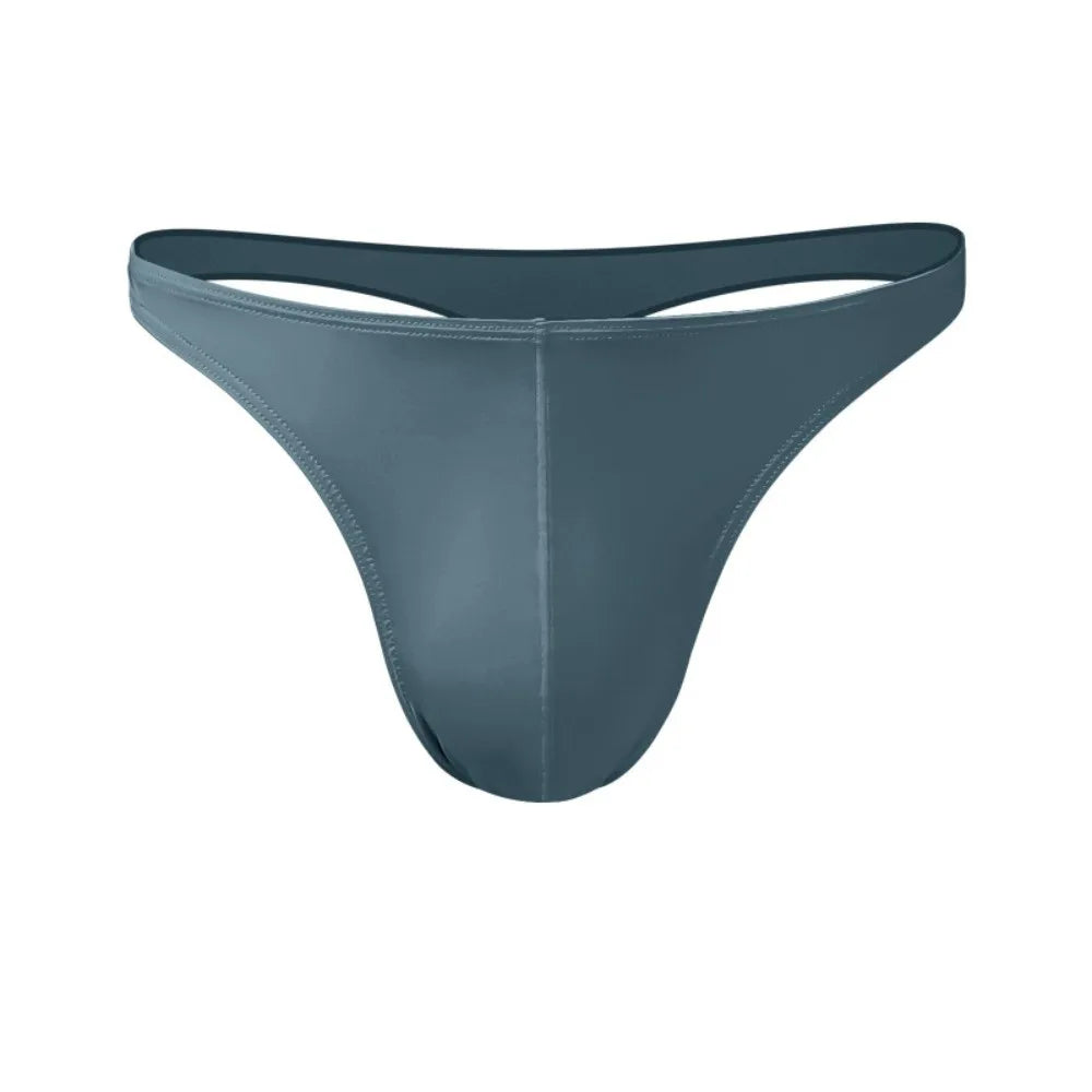 Men's Ice Silk Thong Underwear – Soft Low-Rise Nylon Briefs Men's Thong Underwear Axl Grey 1XL