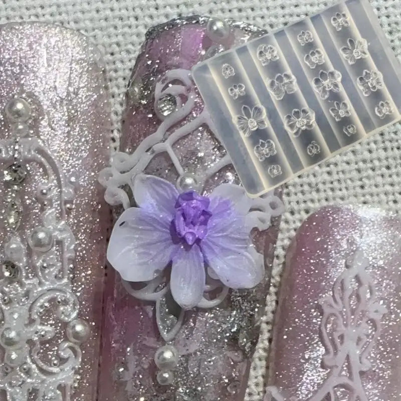 3D Orchid Silicone Nail Art Mold – DIY Floral Carving Template Nail Art Mold Axl