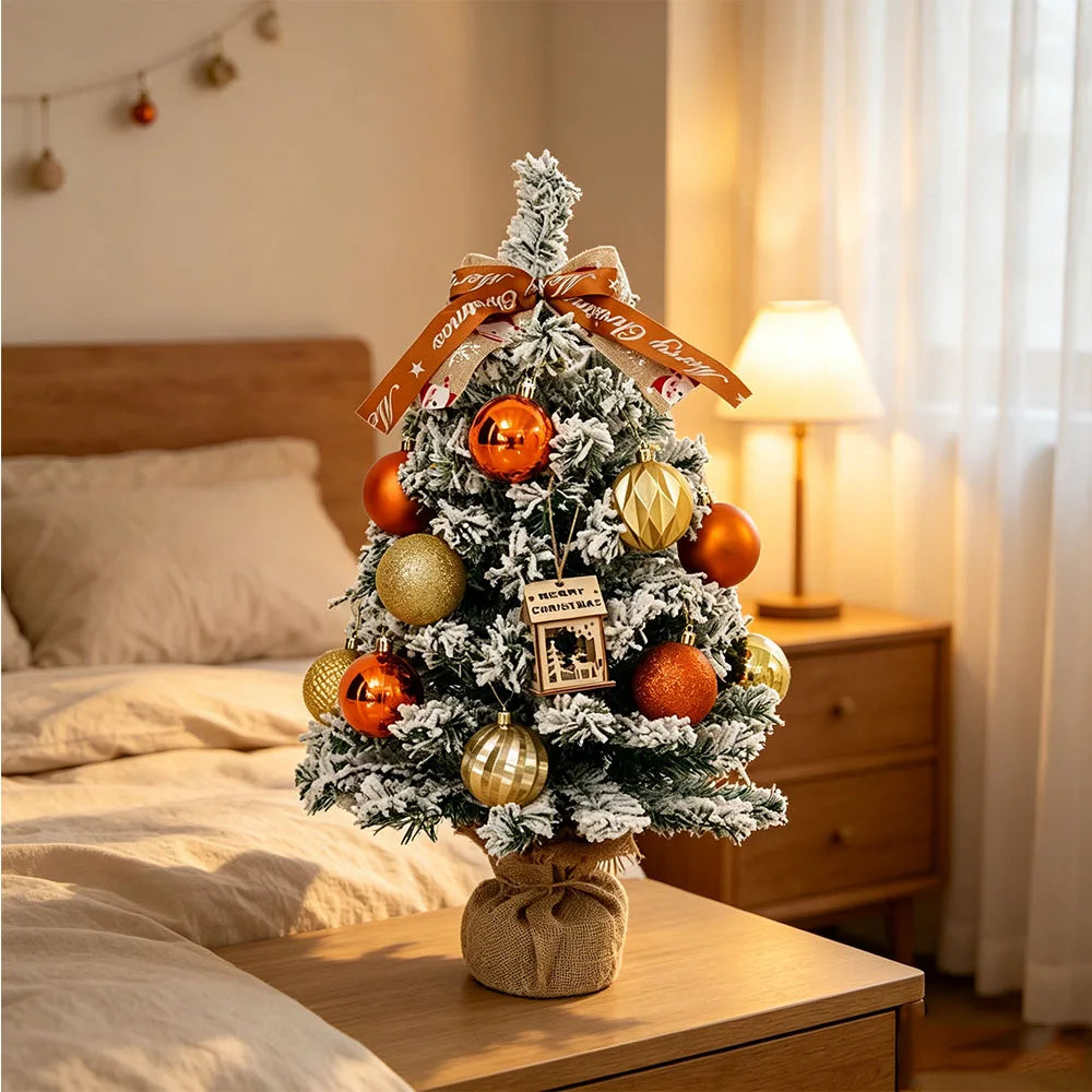45cm Flocked Mini Christmas Tree – Artificial Tabletop Snowy Pine Artificial Christmas Tree Axl