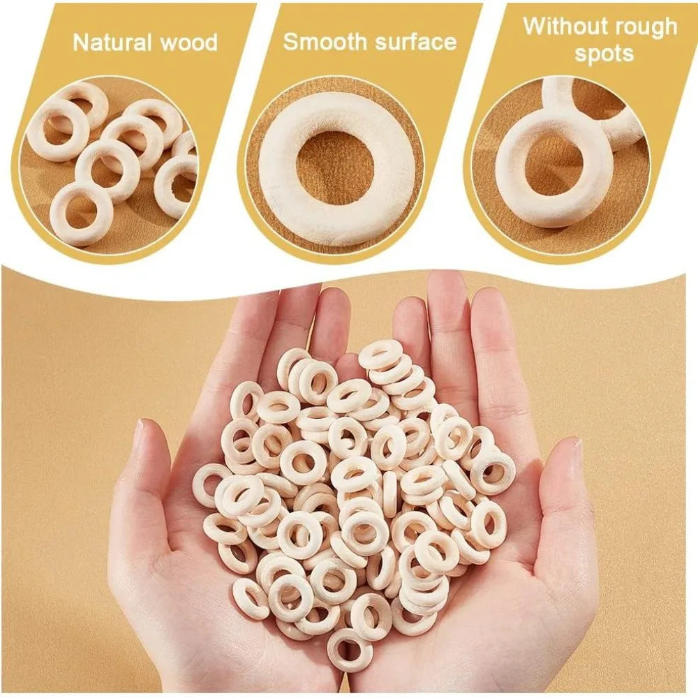 400 Pcs 15mm Unfinished Wooden Linking Rings – DIY Craft Charms DIY Craft Rings Axl