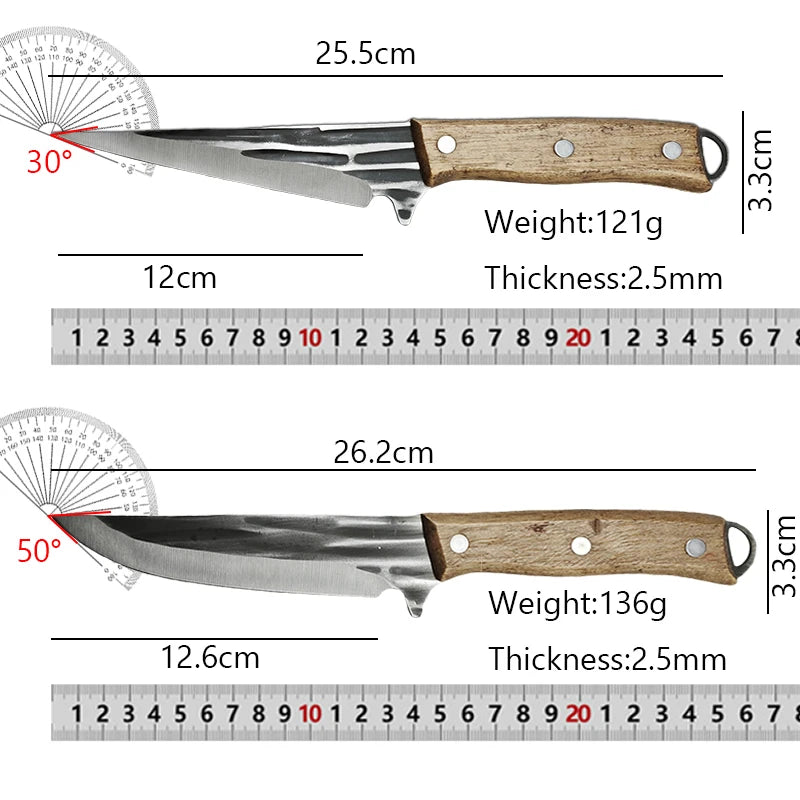 Full Tang Stainless Steel Boning Knife with Sheath & Wood Handle Boning Knife Axl
