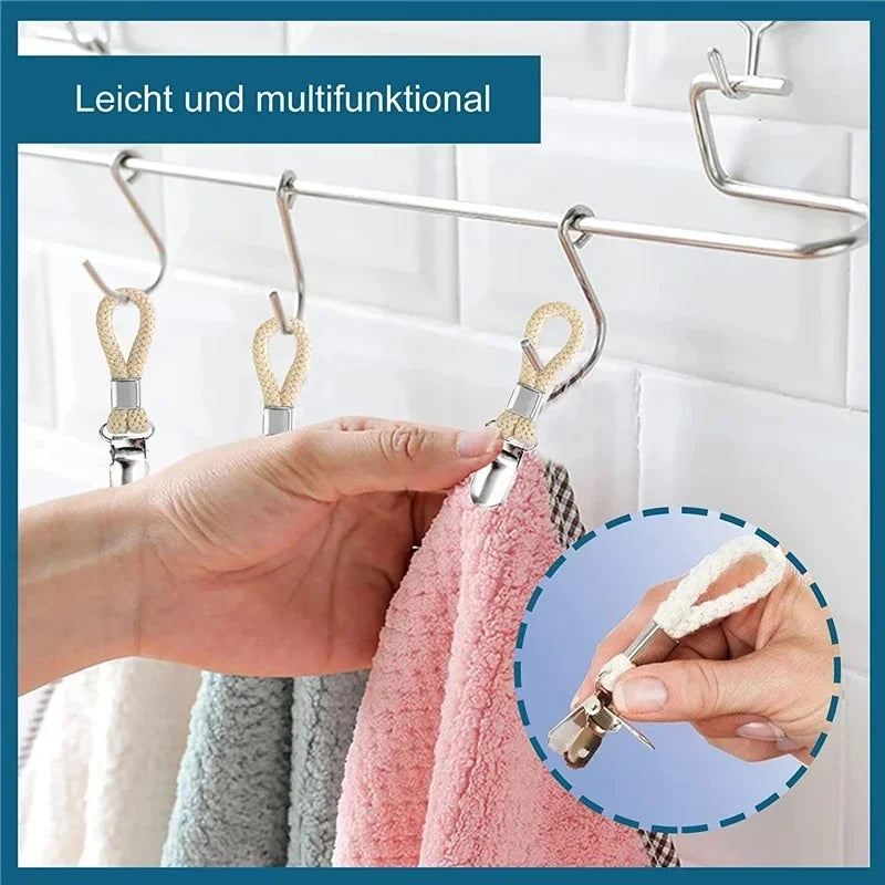 Rust-Resistant Metal Towel Clip with Cotton Rope Ring Towel Clip Axl