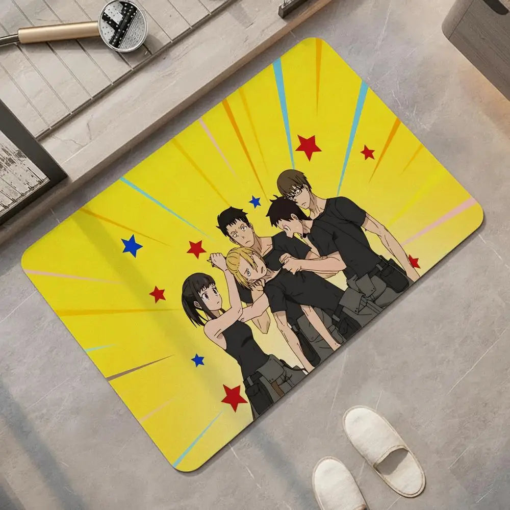 Anime Fire Force Diatomite Bath Mat – Quick Dry Non-Slip Diatomite Bath Mat Axl