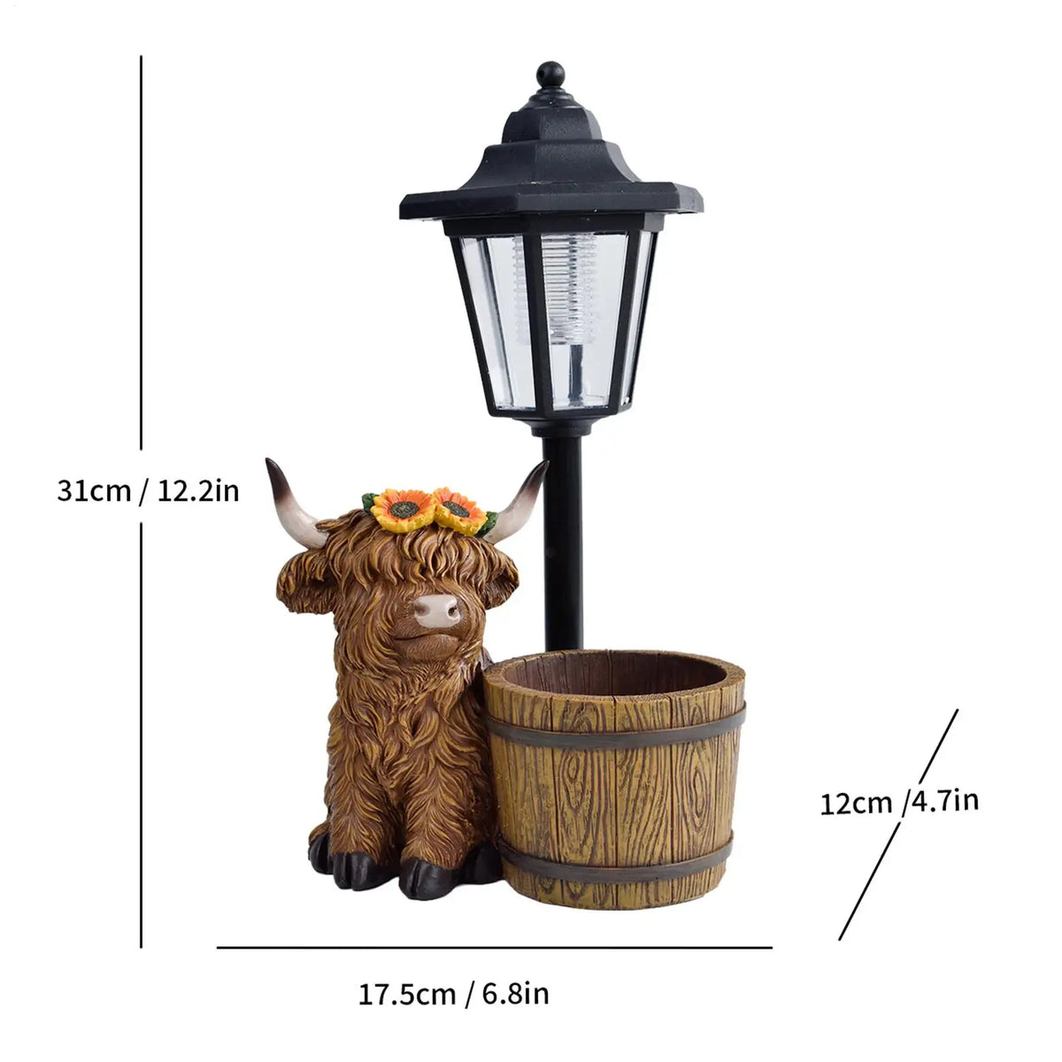 Solar Cow Lantern with Planter – Outdoor Garden Light Statue Solar Garden Lantern Axl
