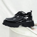 Women's Platform Oxford Derby Shoes | Square Toe Rivet Lace-Up Platform Oxford Shoes Axl black 37
