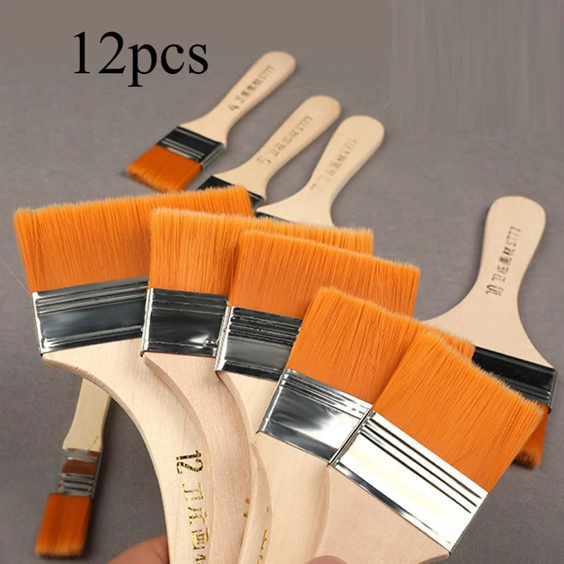 12-Piece Nylon Paint Brush Set – Oil, Acrylic & Kids Art Paint Brush Set Axl Orange