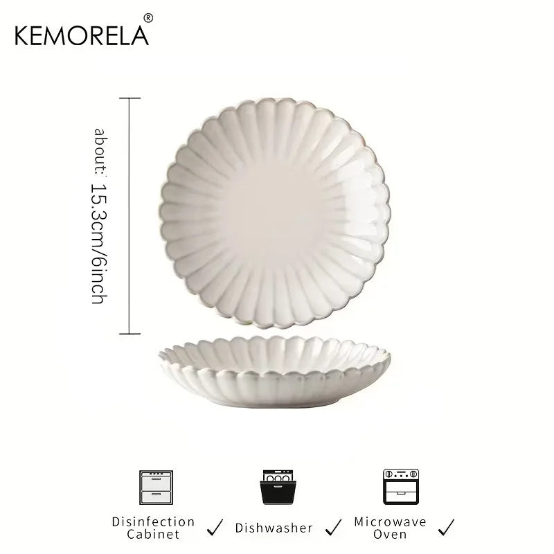 Nordic Ceramic White Glaze Dinner Plates & Bowls Set | KEMORELA Ceramic Tableware Set Axl