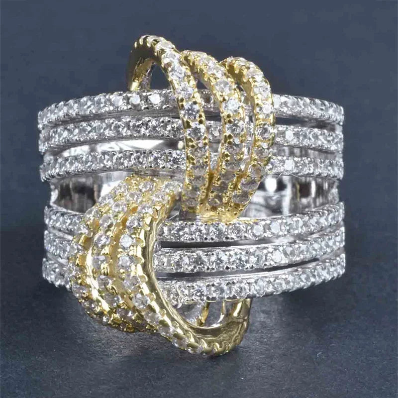 Huitan Women's Cubic Zirconia Pave Wedding Band Ring Fashion Ring Axl