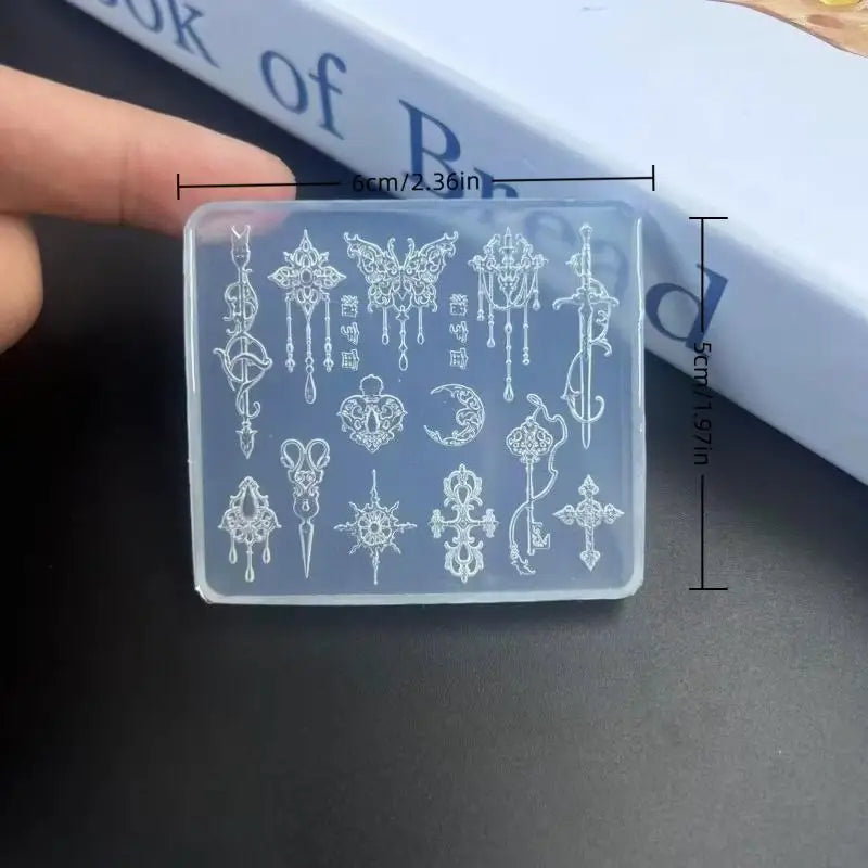 3D Relief Silicone Nail Art Mold – Floral & Bow Tie Carving Nail Art Mold Axl onesize