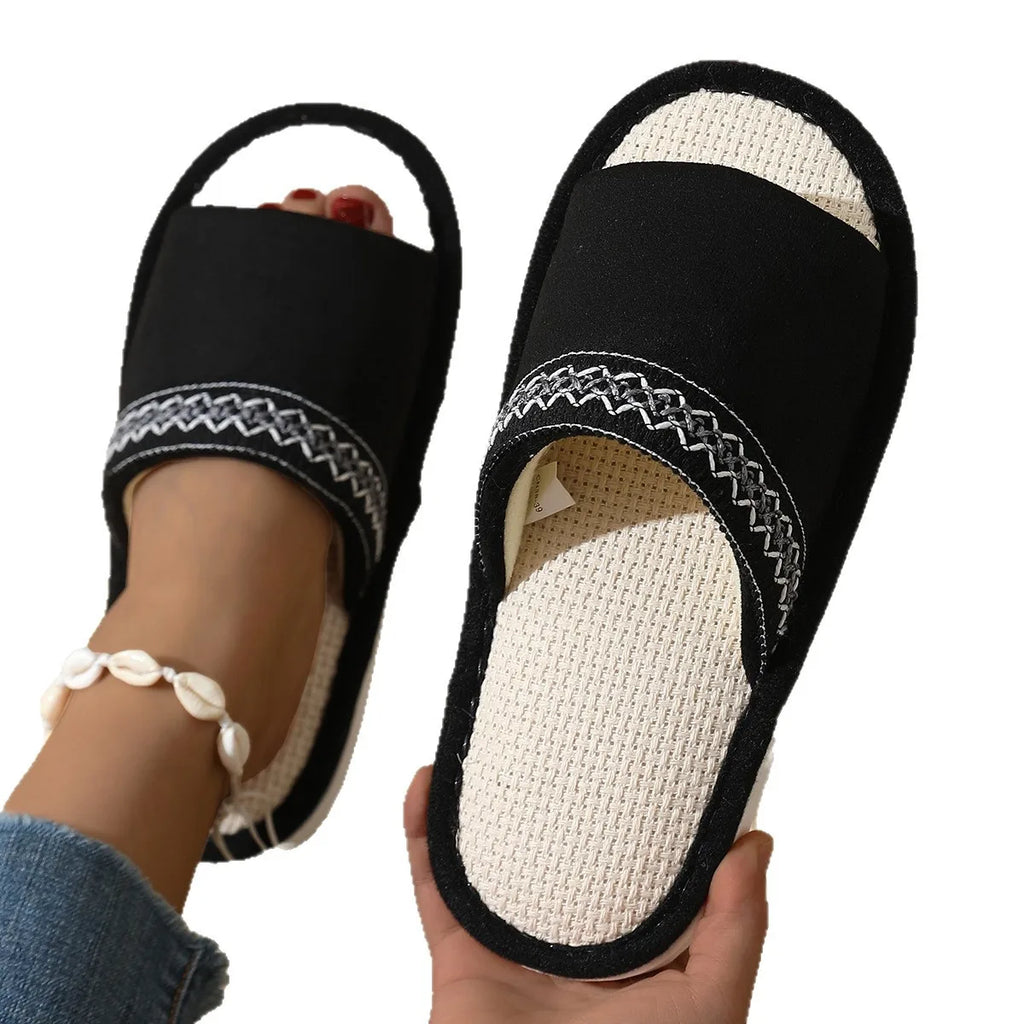 Women's Hemp Canvas Platform Slippers – Indoor Flat Slides Women's Indoor Slippers Axl