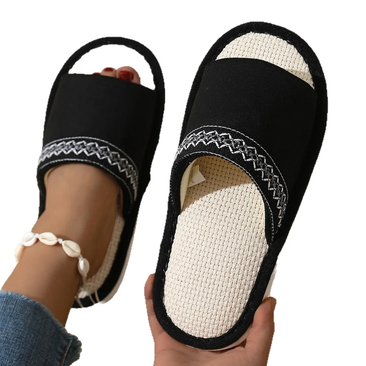 Women's Hemp Canvas Platform Slippers – Indoor Flat Slides Women's Indoor Slippers Axl