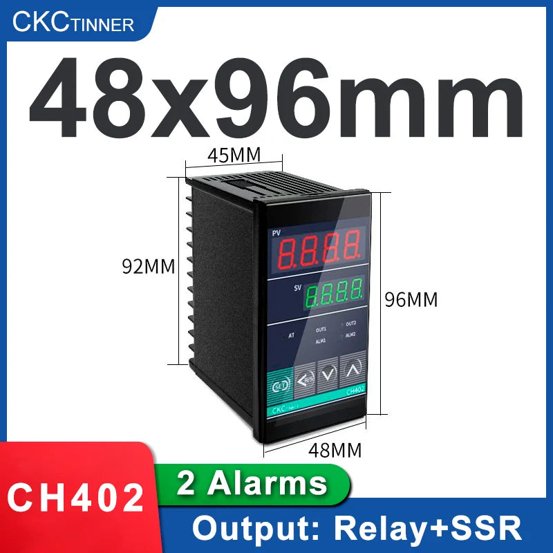 CKCTINNER PID Temperature Controller – Dual Output SSR & Relay LCD PID Temperature Controller Axl CH402 MV AB