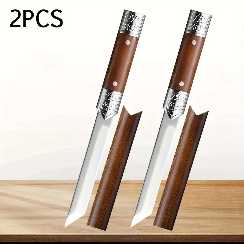 PLYS Mini Fixed Blade Knife with Sheath – EDC Stainless Steel Fixed Blade Knife Axl 2PCS