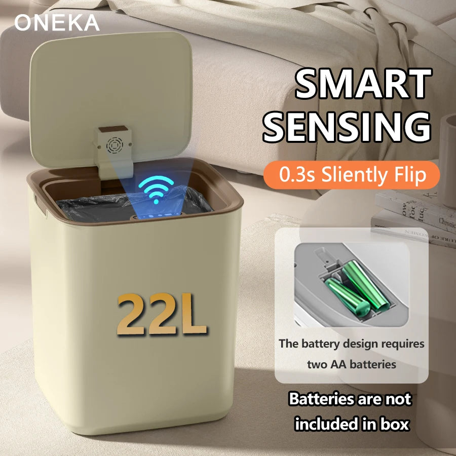 ONEKA 22L Touchless Sensor Trash Can – Auto Open Induction Bin Sensor Trash Can Axl