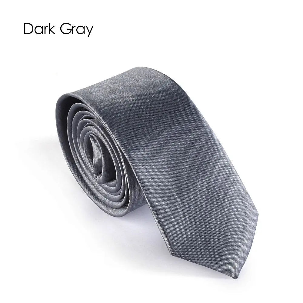Men's Slim Solid Skinny Necktie – Faux Silk Wedding & Party Tie Men's Necktie Axl dark gray