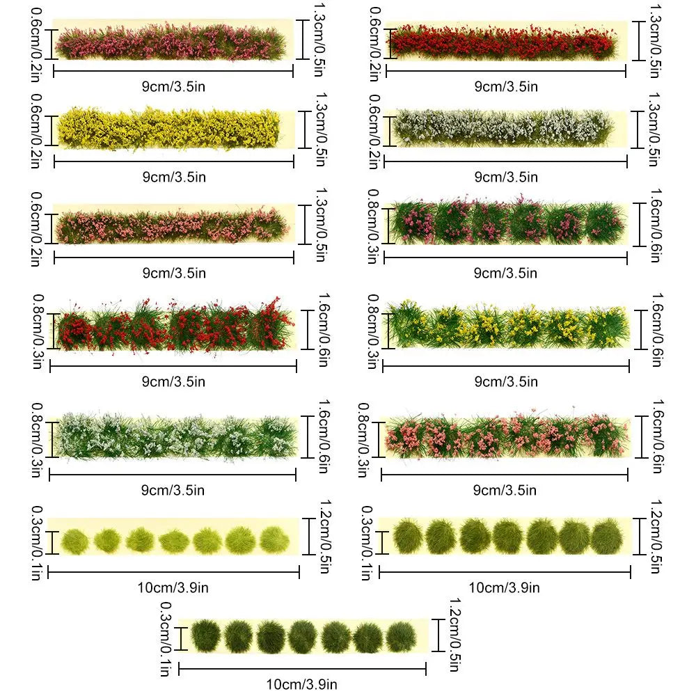 Miniature Grass Tufts & Flower Clusters – Wargame Terrain Decor Miniature Scenery Tufts Axl