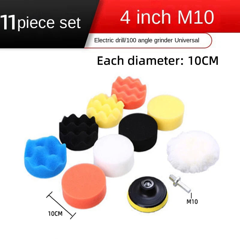 11-Pc Car Polishing Sponge Pad Set | Electric Drill Waxing Kit Car Polishing Pad Set Axl 4-inch 11 Piece Set