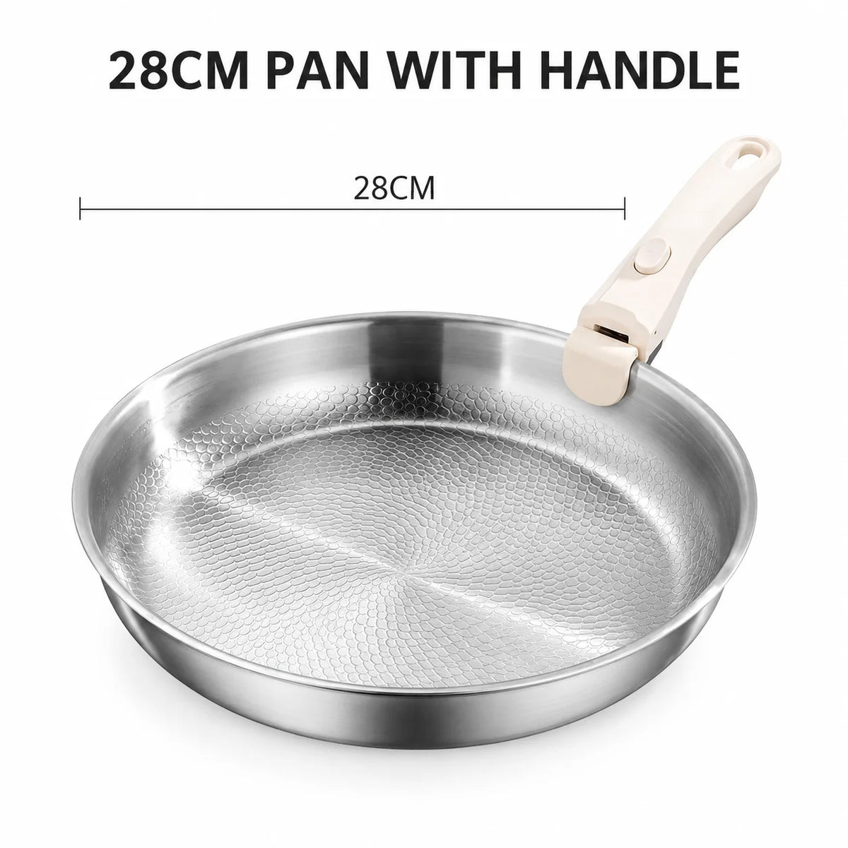 Detachable Handle Frying Pan – 3-Ply Stainless Steel Skillet Stainless Steel Skillet Axl 28cm with Handle