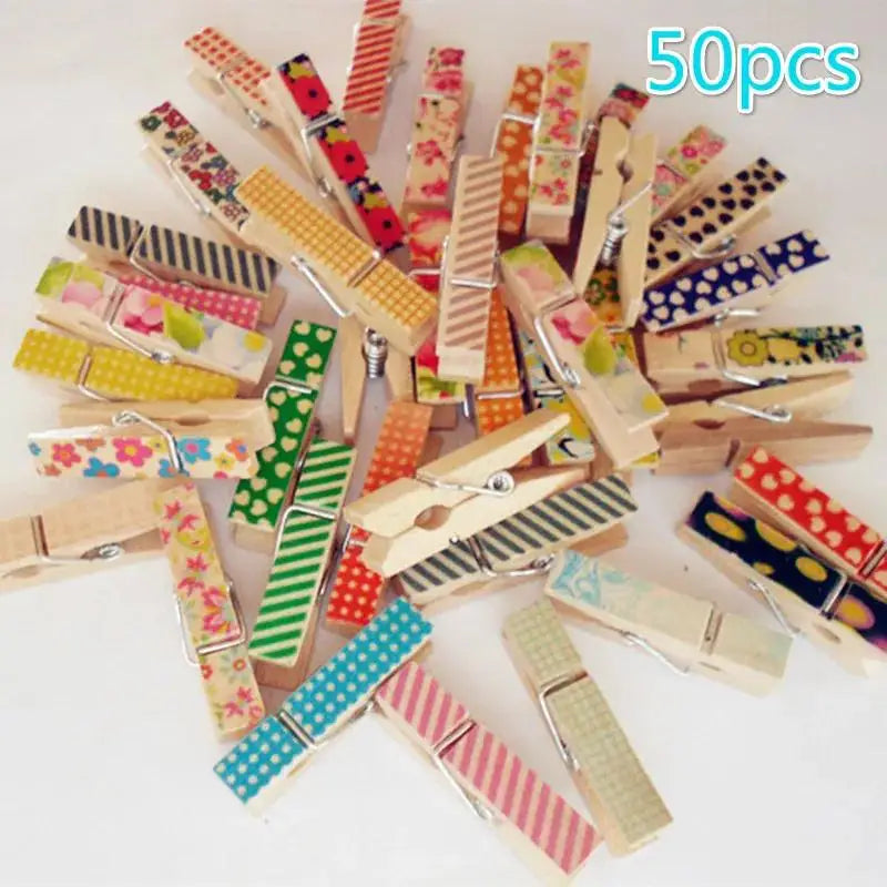50-Pack Natural Wooden Mini Clips – Craft & Photo Clothespins Wooden Craft Clips Axl