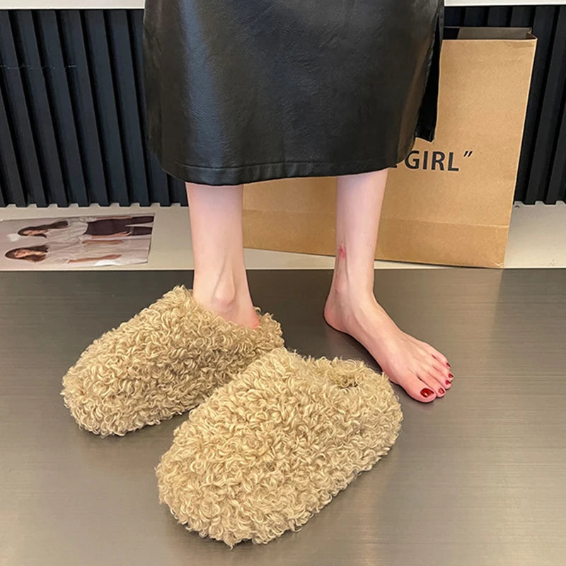 Women's Plush Flock Slippers – Hoof Heels Closed Toe Slides Women's Slippers Axl