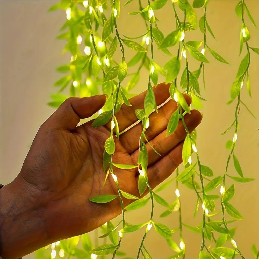 2M 20-LED Willow Leaf String Lights | Battery Copper Wire Decor LED String Lights Axl