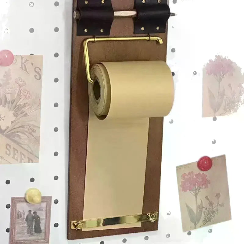 Vintage Wooden Clipboard with Kraft Paper Roll | Retro Writing Pad Clipboard Notepad Set Axl