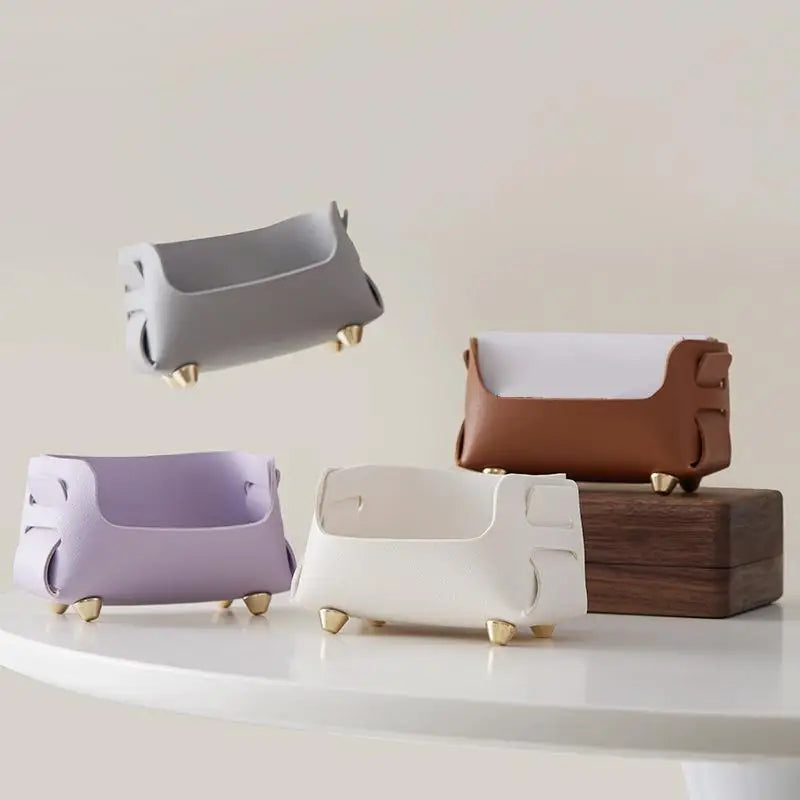 Minimalist PU Leather Business Card Holder – Desk Organizer Card Holder Stand Axl