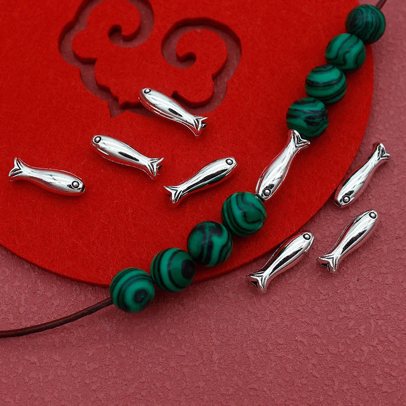 10Pcs Gold Fish Spacer Beads – Stainless Steel DIY Charms Jewelry Spacer Beads Axl