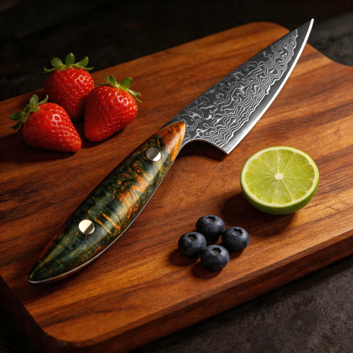 XITUO 3.5" Damascus Steel Paring Knife – Full Tang Petty Knife Damascus Paring Knife Axl