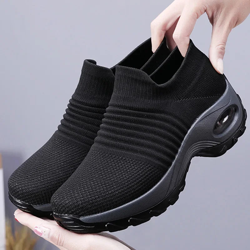Women's Mesh Slip-On Sneakers | Breathable Thick Sole Shoes Women's Sneakers Axl